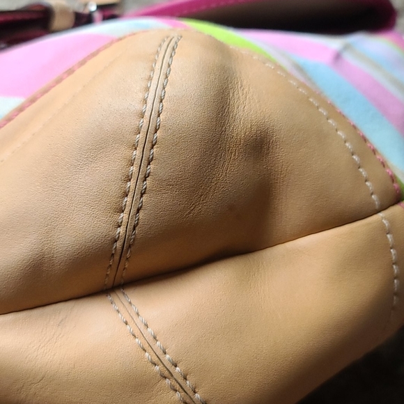 Coach Striped Flap Satchel Handbag - Picture 7 of 10